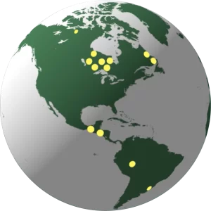 Globe with locations